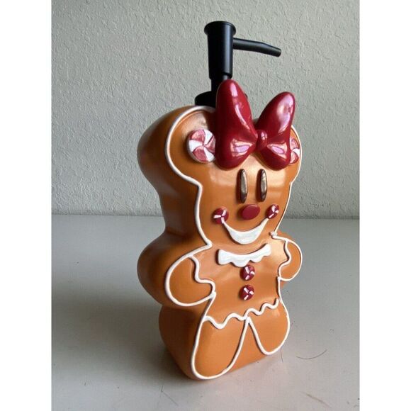 DISNEY Minnie Mouse Christmas Gingerbread Soap Lotion Dispenser With Pump NEW - Picture 6 of 9
